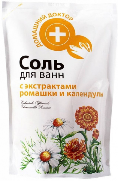 Пена, соль, масло для ванн соль для ванн "с экстрактом ромашки и календулы" домашний доктор, 500 г