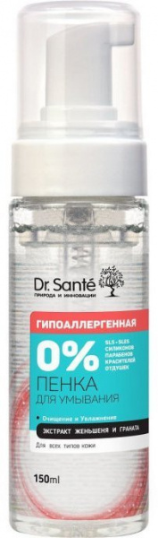 Очищение и умывание dr. sante 0% гипоаллергенная пенка для умывания, 150 мл