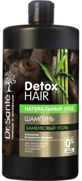Шампуни dr.sante detox hair шампунь для интенсивного восстановления истощенных волос "бамбуковый уголь", 1000 мл