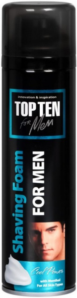 Бритье пена для бритья "cool power" top ten for men, 250 мл