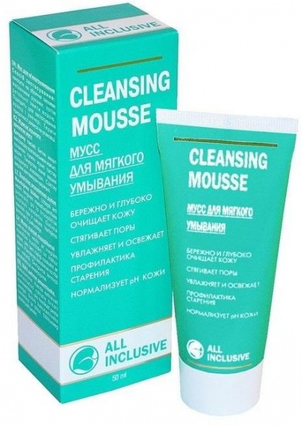 Очищение и умывание мусс для мягкого умывания "cleansing mousse" all inclusive, 50 мл