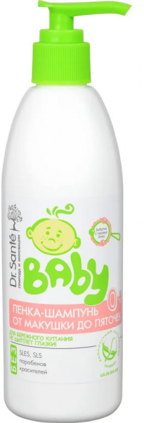 Для волос пенка-шампунь от макушки до пяточек "baby" dr.sante, 300 мл