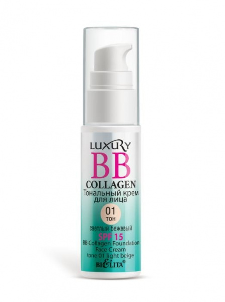 Для лица bb-collagen тональный крем для лица тон 01 светлый бежевый luxury белита, 25 мл.