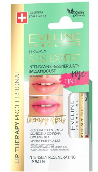 Для губ бальзам для губ интенсивно регенерирующий rose tint lip therapy professional sos expert eveline, 10 г