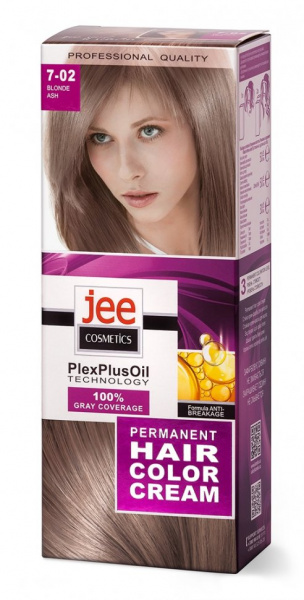 Окрашивание волос стойкая крем-краска для волос jee cosmetics тон 7-02 светло-русый пепельный