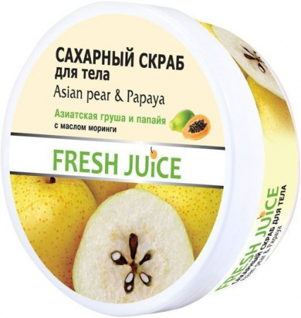 Пилинги и скрабы fresh juice сахарный скраб для тела "asian pear & papaya" с маслом моринги, 225 мл
