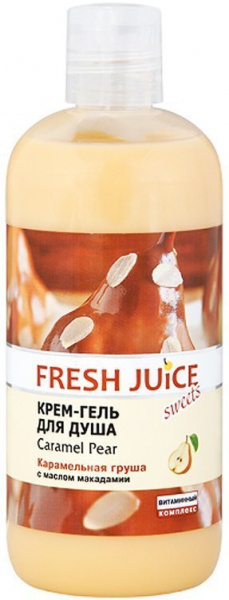 Гели для душа крем-гель для душа "caramel pear" fresh juice, 500 мл