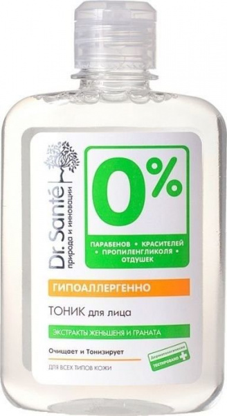 Тоники и лосьоны тоник для лица 0% dr. sante, 250 мл