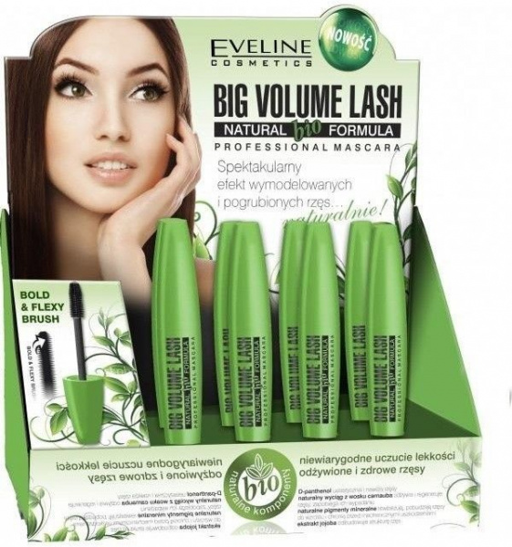 Для глаз и бровей тушь для ресниц "volume lash" natural bio formula mascara (набор 12 шт) eveline, 12x10 мл