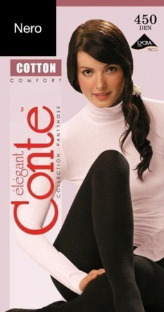Колготки и чулки колготки из хлопка cotton 450 den цвет nero (черный) 6-й размер conte