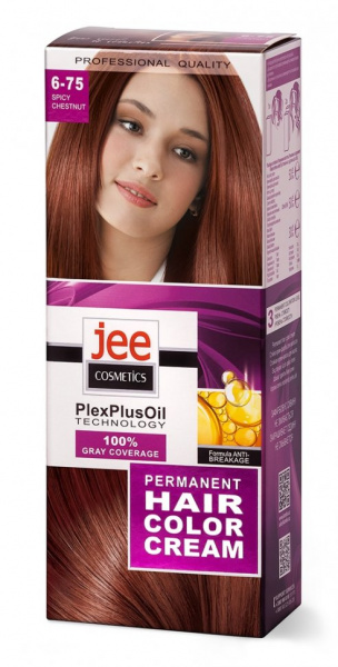 Окрашивание волос стойкая крем-краска для волос jee cosmetics тон 6-75 пряный каштан
