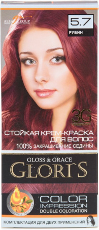 Окрашивание волос крем-краска для волос стойкая №5.7 рубин glori`s