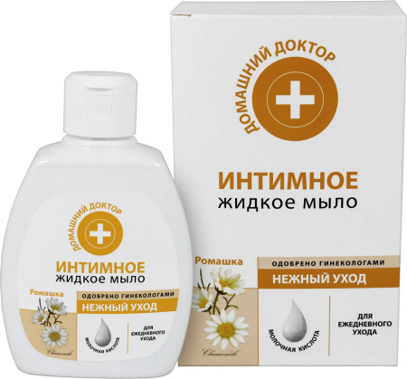 Мыло жидкое интимное мыло "нежный уход ромашка" домашний доктор, 200 мл