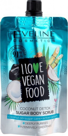 Пилинги и скрабы eveline  i love vegan food сахарный скраб для тела "coconut detox", 75 мл