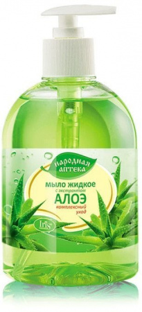 Мыло мыло жидкое "народная аптека" с экстрактом алоэ с дозатором iris, 500 мл