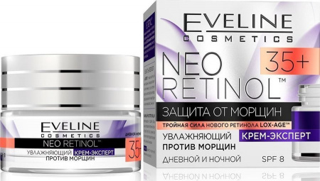 Кремы крем-эксперт для лица "увлажняющий против морщин 35+ neo retinol" eveline, 50 мл