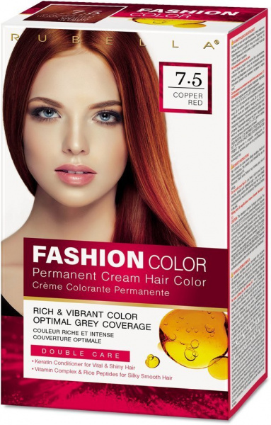 Окрашивание волос стойкая крем-краска для волос rubella fashion color 7.5 медно-красный, 50 мл