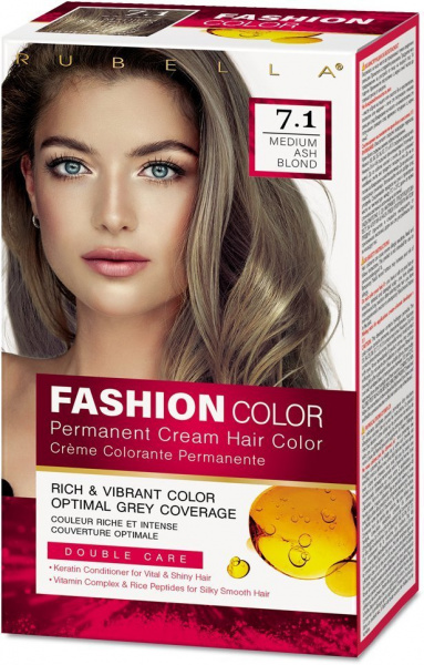 Окрашивание волос стойкая крем-краска для волос rubella fashion color 7.1 темно-русый пепельный, 50 мл