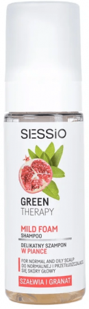 Шампуни chantal sessio шампунь в пенке green therapy для нормальной и жирной кожи головы с шалфеем и гранатом, 175 мл