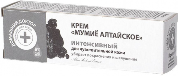 Кремы, масла, молочко для тела крем интенсивный "мумие алтайское" для чувствительной кожи домашний доктор, 30 мл