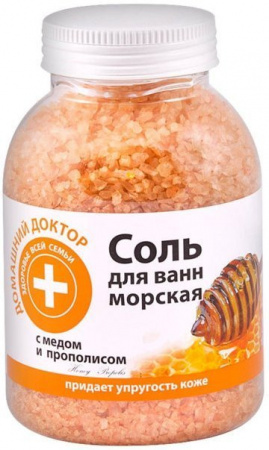 Пена, соль, масло для ванн морская соль для ванн с медом и прополисом домашний доктор, 1000 г