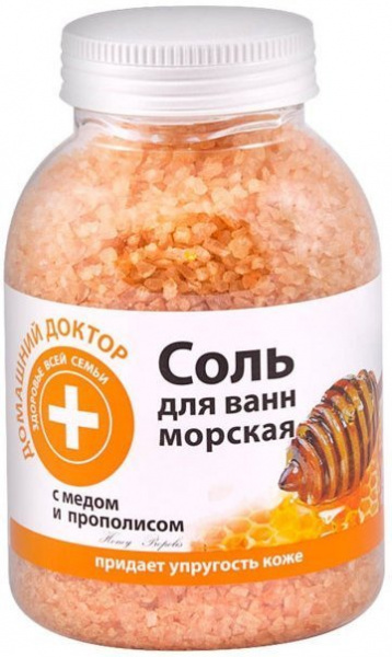 Пена, соль, масло для ванн морская соль для ванн с медом и прополисом домашний доктор, 1000 г