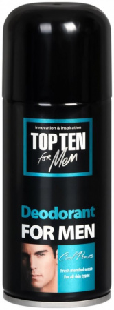 Дезодоранты дезодорант-спрей с ярким ароматом ментола "cool power" top ten for men, 150 мл