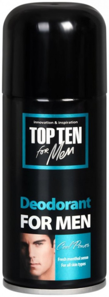 Дезодоранты дезодорант-спрей с ярким ароматом ментола "cool power" top ten for men, 150 мл