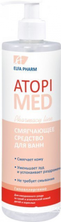 Пена, соль, масло для ванн смягчающее средство для ванн atopi med elfa pharm, 400 мл