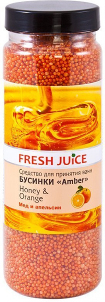 Пена, соль, масло для ванн fresh juice средство для принятия ванн "honey & orange" бусинки "amber", 450 г
