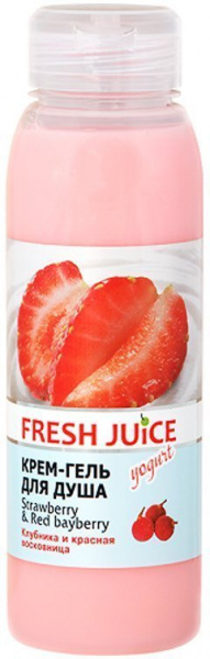 Гели для душа fresh juice yogurt крем-гель для душа "клубника и красная восковница", 300 мл