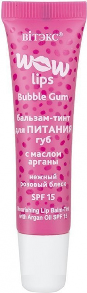 Для губ бальзам-тинт для питания губ, с маслом арганы wow lips витэкс, 10 мл
