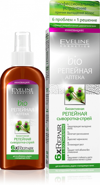 Дополнительный уход сыворотка-спрей биоактивная "репейная" eveline, 150 мл