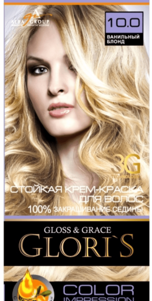 Окрашивание волос glori's gloss & graсe стойкая крем-краска для волос для двух применений 10.0 ванильный блонд