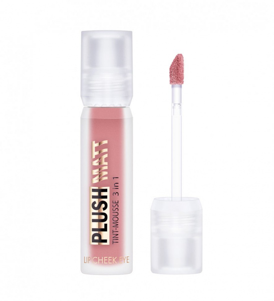 Для губ тинт-мусс 3 в 1 для губ, щек и век plush matt тон 301 rosy rose luxvisage
