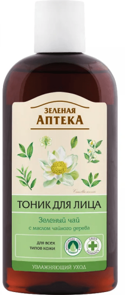 Тоники и лосьоны зеленая аптека тоник для лица "зеленый чай с маслом чайного дерева" для всех типов кожи, 200 мл