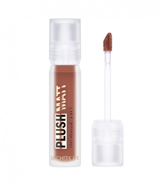 Для губ тинт-мусс 3 в 1 для губ, щек и век plush matt тон 305 brownie brown luxvisage