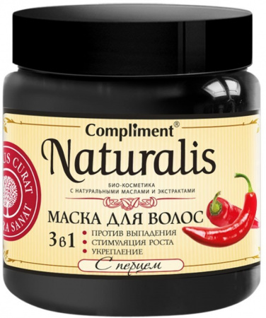 Маски compliment naturalis маска для волос "укрепление 3 в 1 с перцем", против выпадения, стимулирование роста, 500 мл