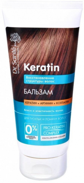Бальзамы и кондиционеры dr.sante keratin бальзам "восстановление структуры волос" для тусклых и ломких волос, 200 мл