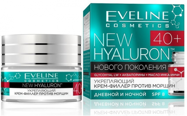 Кремы укрепляющий крем-филлер для лица против морщин 40+ new hyaluron eveline, 50 мл