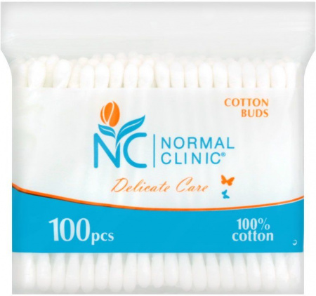 Очищение и умывание ватные палочки в zip-упаковке "delicate care" normal clinic, 100 шт