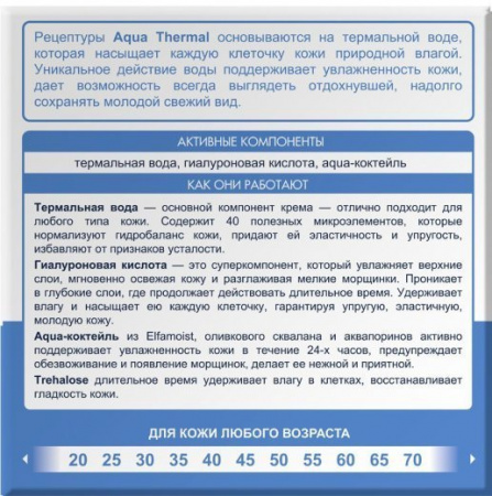Увлажнение и питание крем увлажняющий для нормальной и комбинированной кожи aqua thermal dr.sante, 50 мл