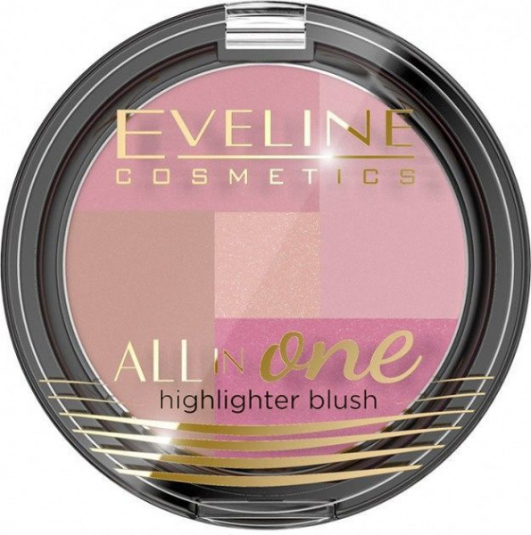 Для лица многоцветная палитра румян "all in one" eveline, №03