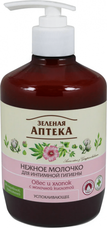 Интимная гигиена нежное молочко для интимной гигиены "овес и хлопок" успокаивающее зеленая аптека, 370 мл