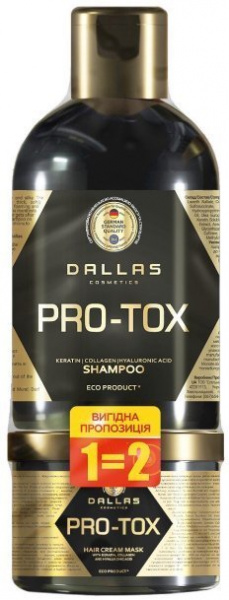 Уход за волосами dallas "pro-tox" шампунь (1л) + маска (500 мл)