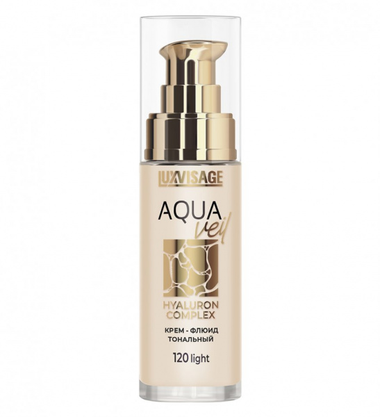 Для лица крем-флюид тональный aqua veil hyaluron complex тон 120 light luxvisage