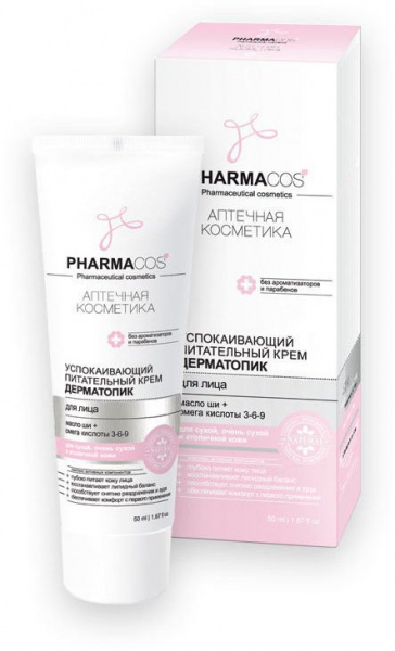 Кремы витэкс pharmacos успокаивающий питательный крем дерматопик для сухой, очень сухой и атопичной кожи лица, 50 мл