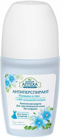 Личная гигиена антиперспирант "ромашка и лен" зеленая аптека, 50 мл