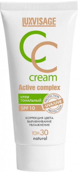 Для лица крем тональный cc active complex тон 30 natural spf 10 luxvisage, 35 г.