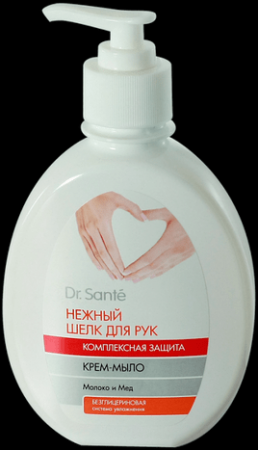 Мыло крем-мыло "нежный шелк для рук" комплексная защита молоко и мед dr.sante, 240 мл